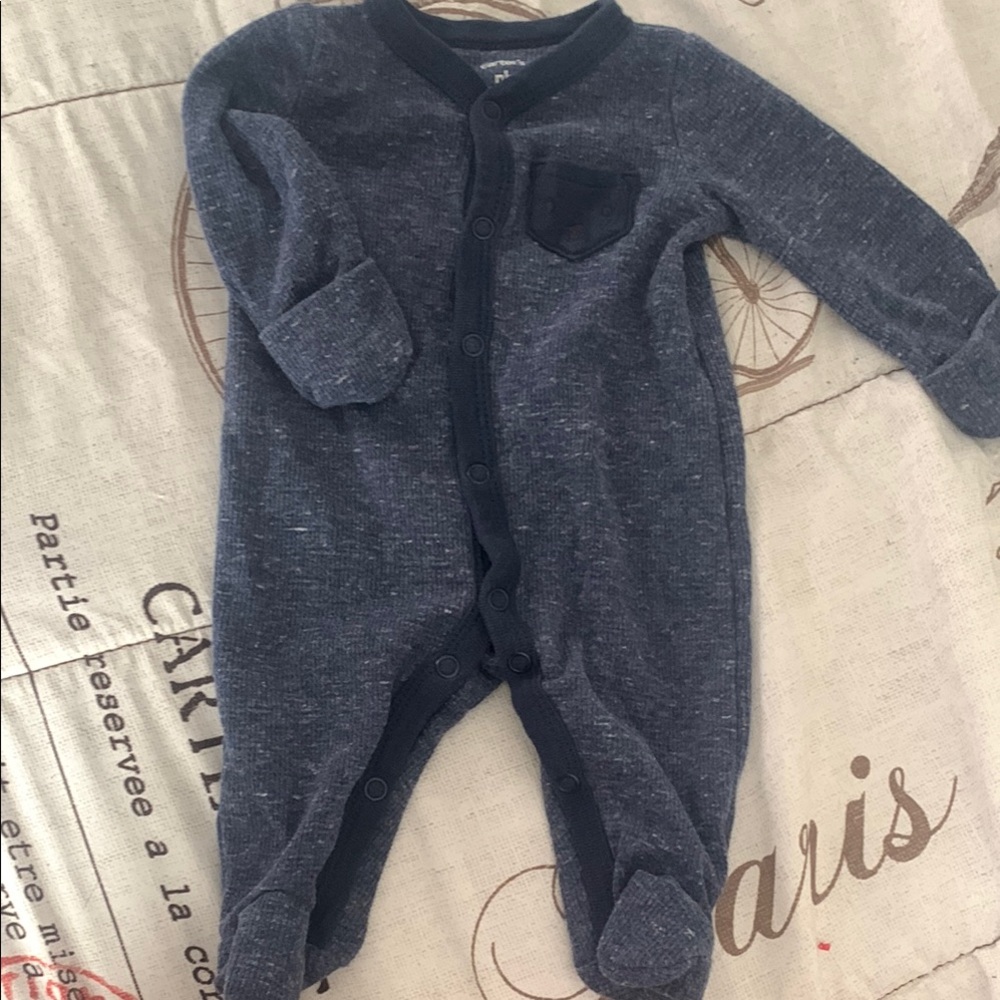 Carter's Blue Footies One Piece with Long Sleeves